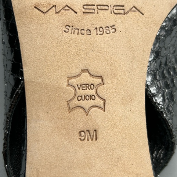 Via Spiga Vero Cuomo Metallic Croc Embossed Pointed Toe Slingback Heels Size 9 - Picture 12 of 12